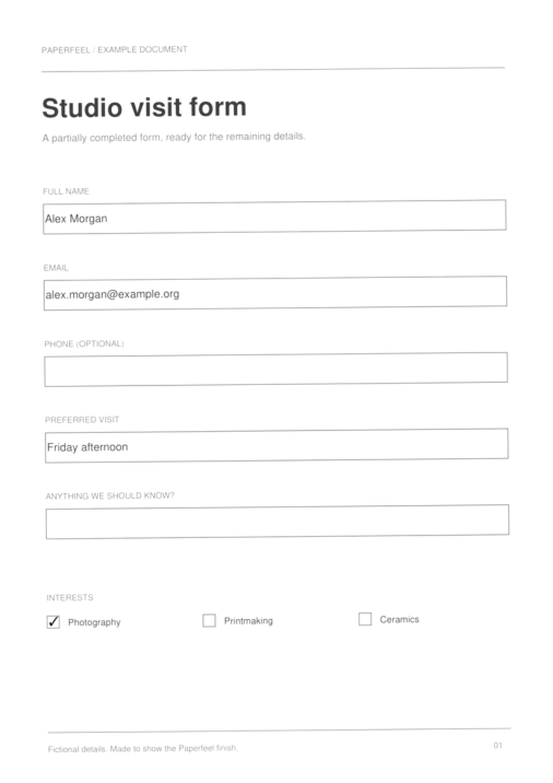Partly filled form: PDF converted to a natural scanned look
